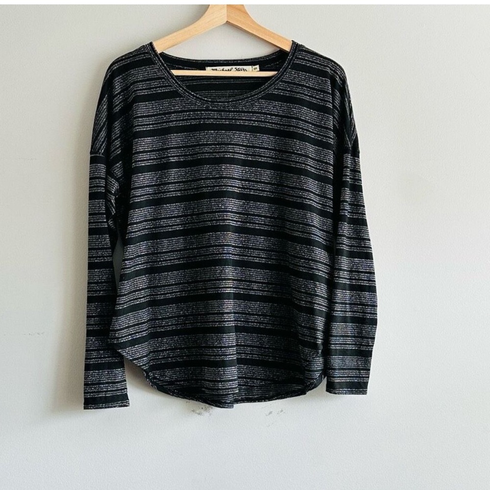 Michael Stars Charcoal and Light Gray Striped long sleeve shirt